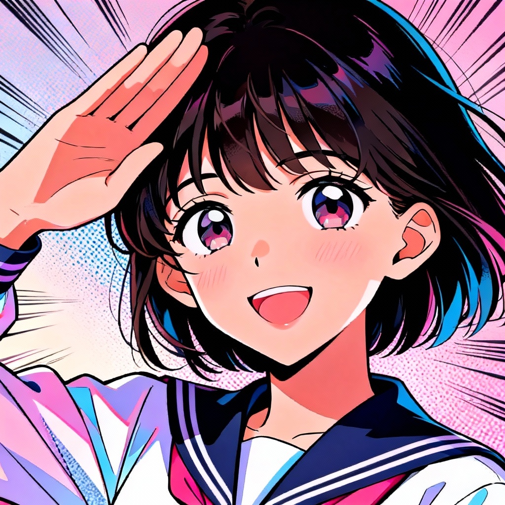 AI Anime Heroine Saluting