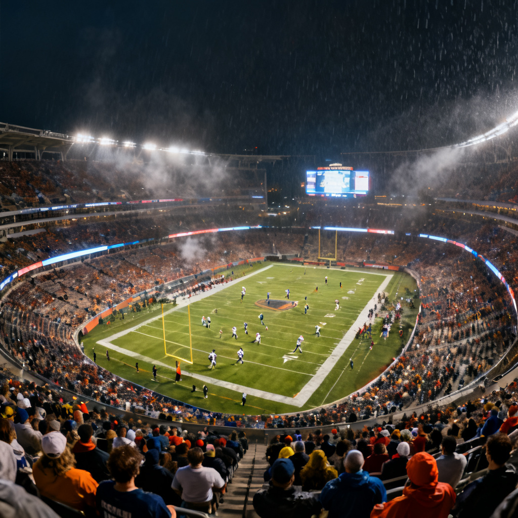 AI aerial stadium broadcast wide shot