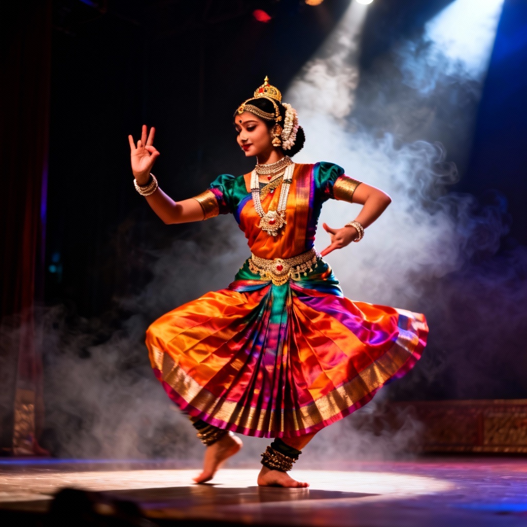 AI Bharatanatyam dancer portrait of Indian woman