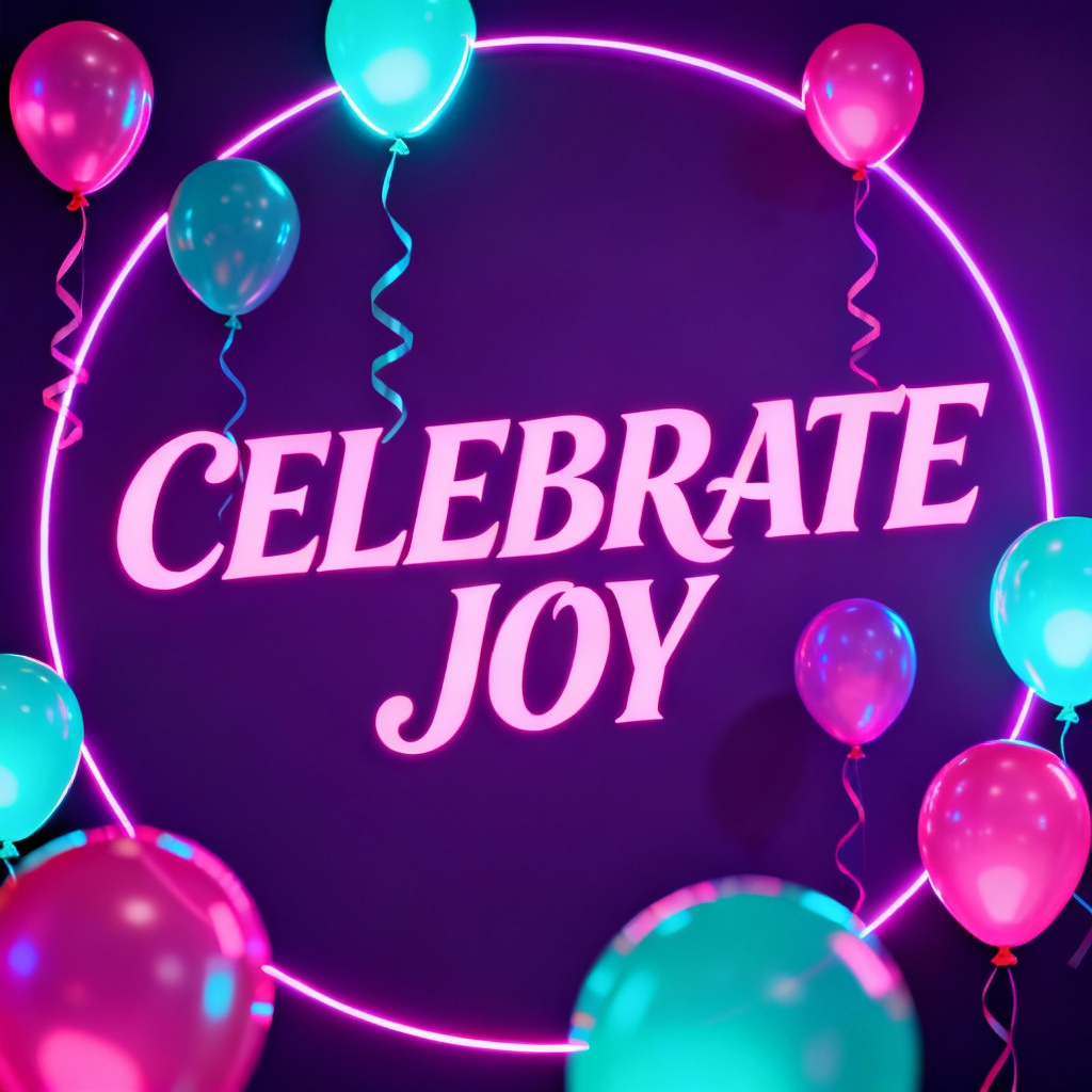 AI neon birthday wishes poster