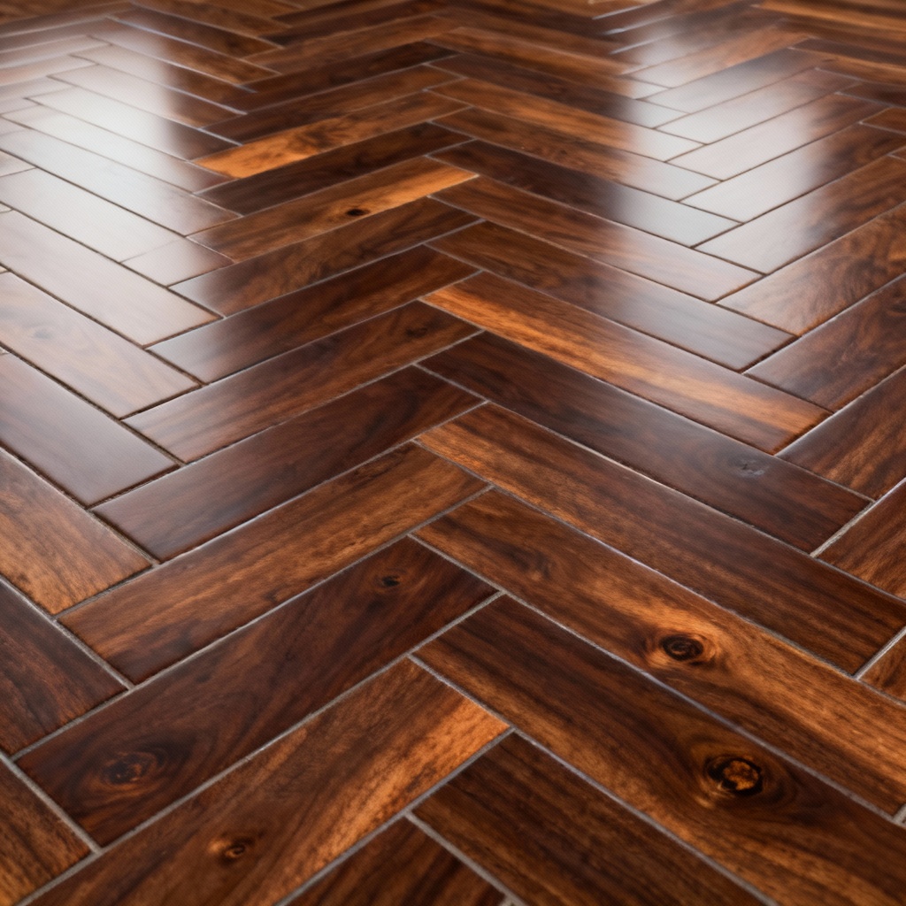 Seamless walnut herringbone parquet texture