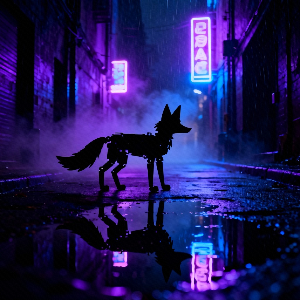AI Mangle FanF night alley rain artwork
