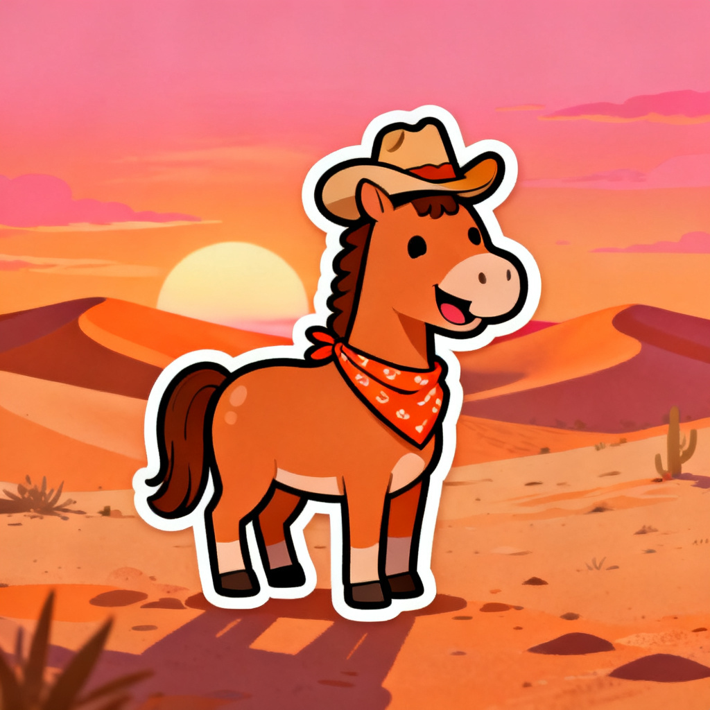 AI Cowboy Hat Cartoon Horse