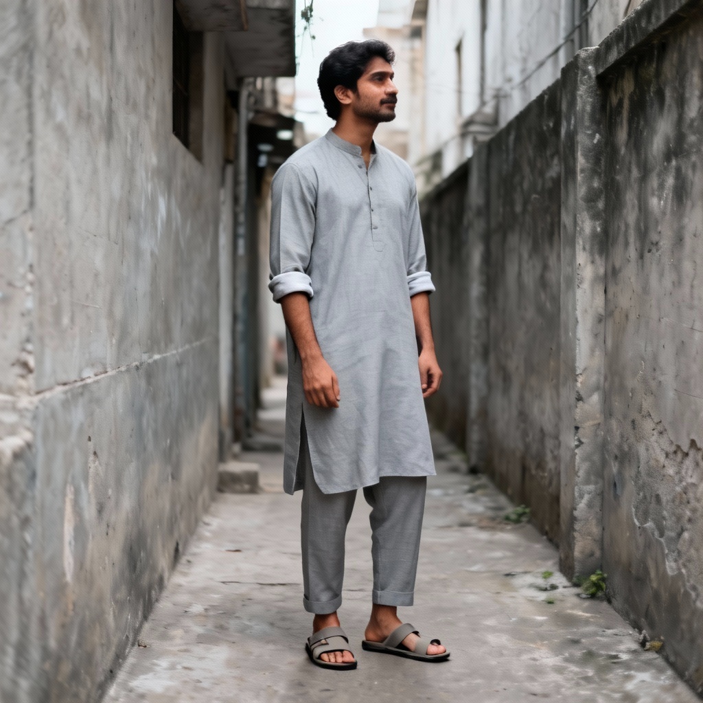 AI casual street kandura in urban alley