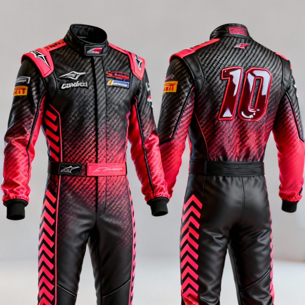 AI open-wheel carbon fade race suit design