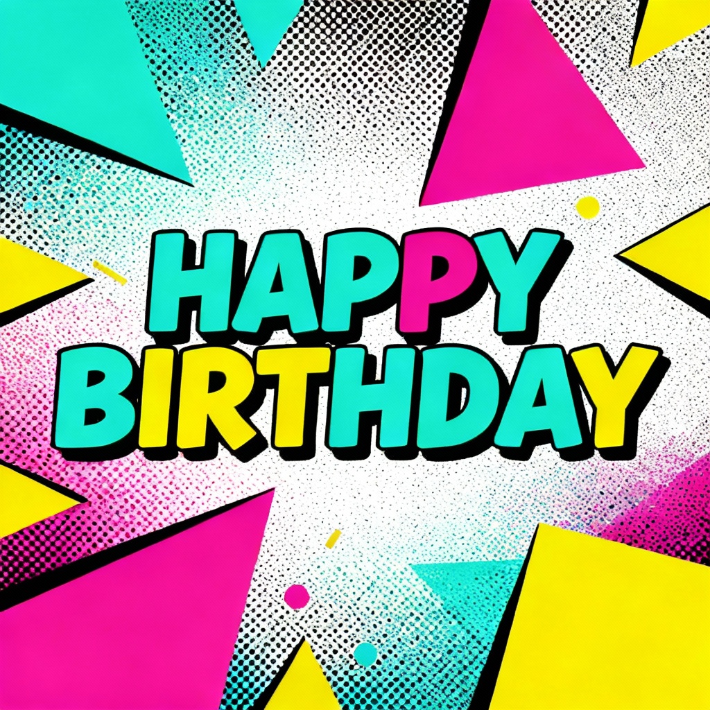 Retro 90s vibrant birthday greeting