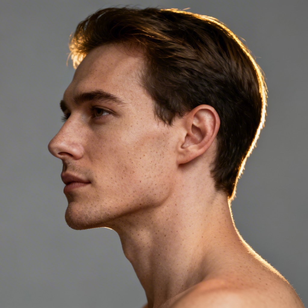 AI-generated side profile portrait with soft studio lighting