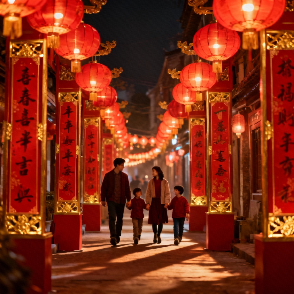 AI Spring Festival Lantern Street Poster