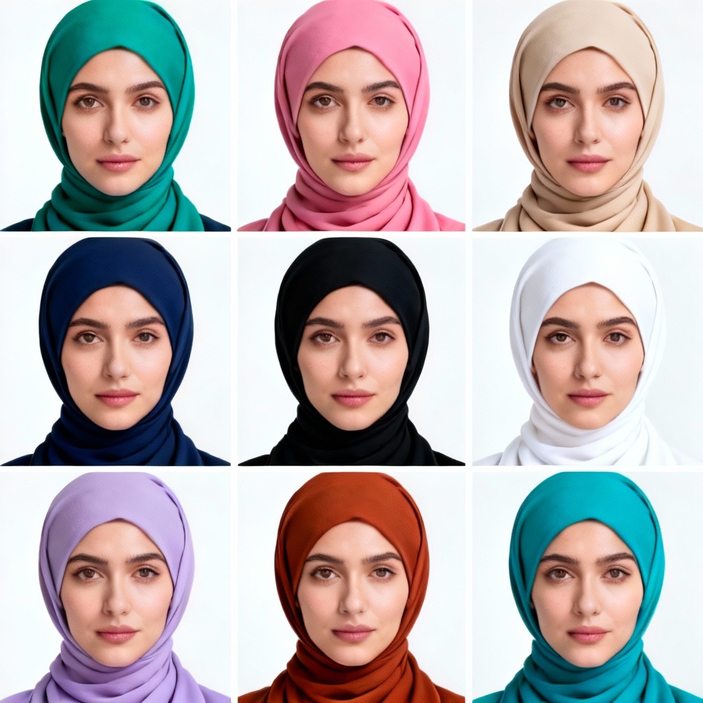 AI digital hijab try-on color grid