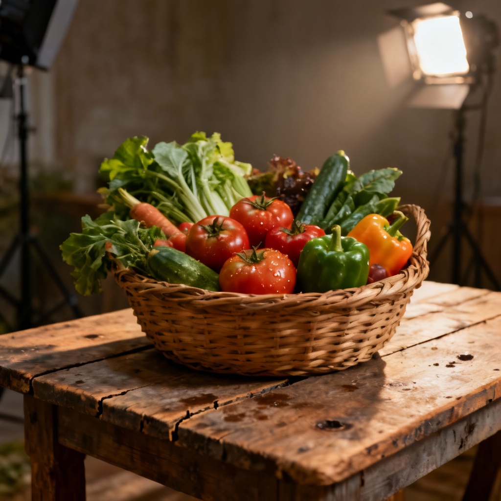 AI vegetables still life photo in a basket