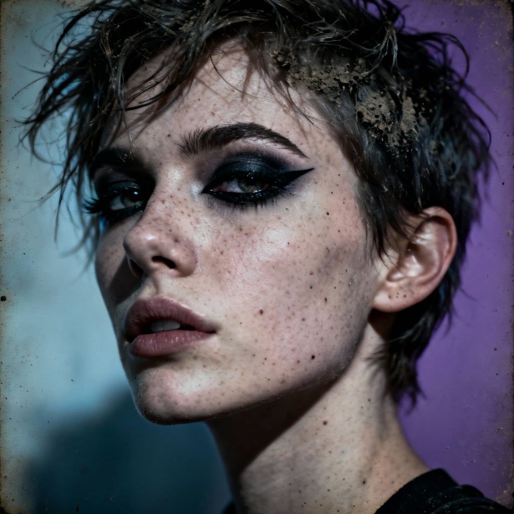Grunge beauty with smudged liner and cool tones
