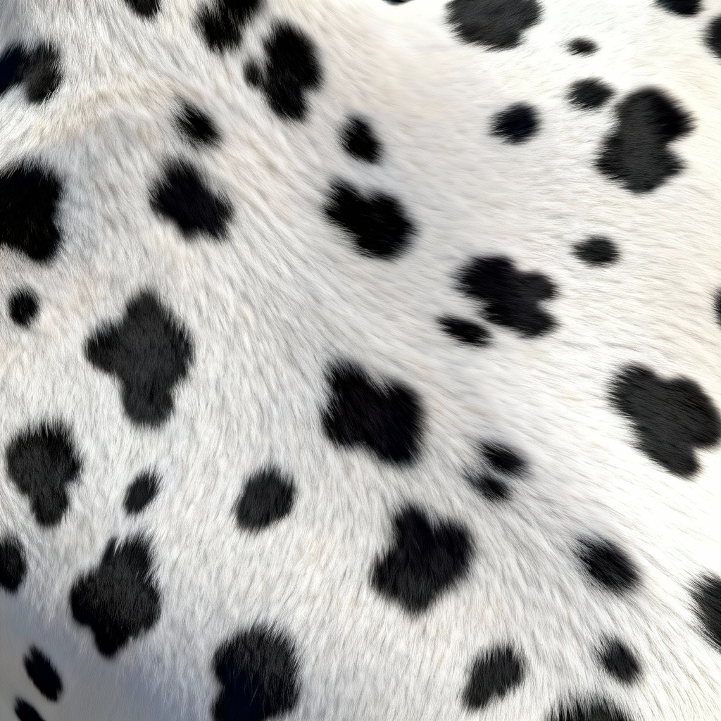 AI dalmatian black spots on white fur seamless texture