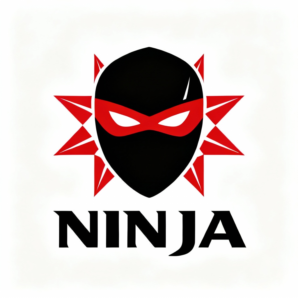 AI ninja logo with masked head and shuriken emblem