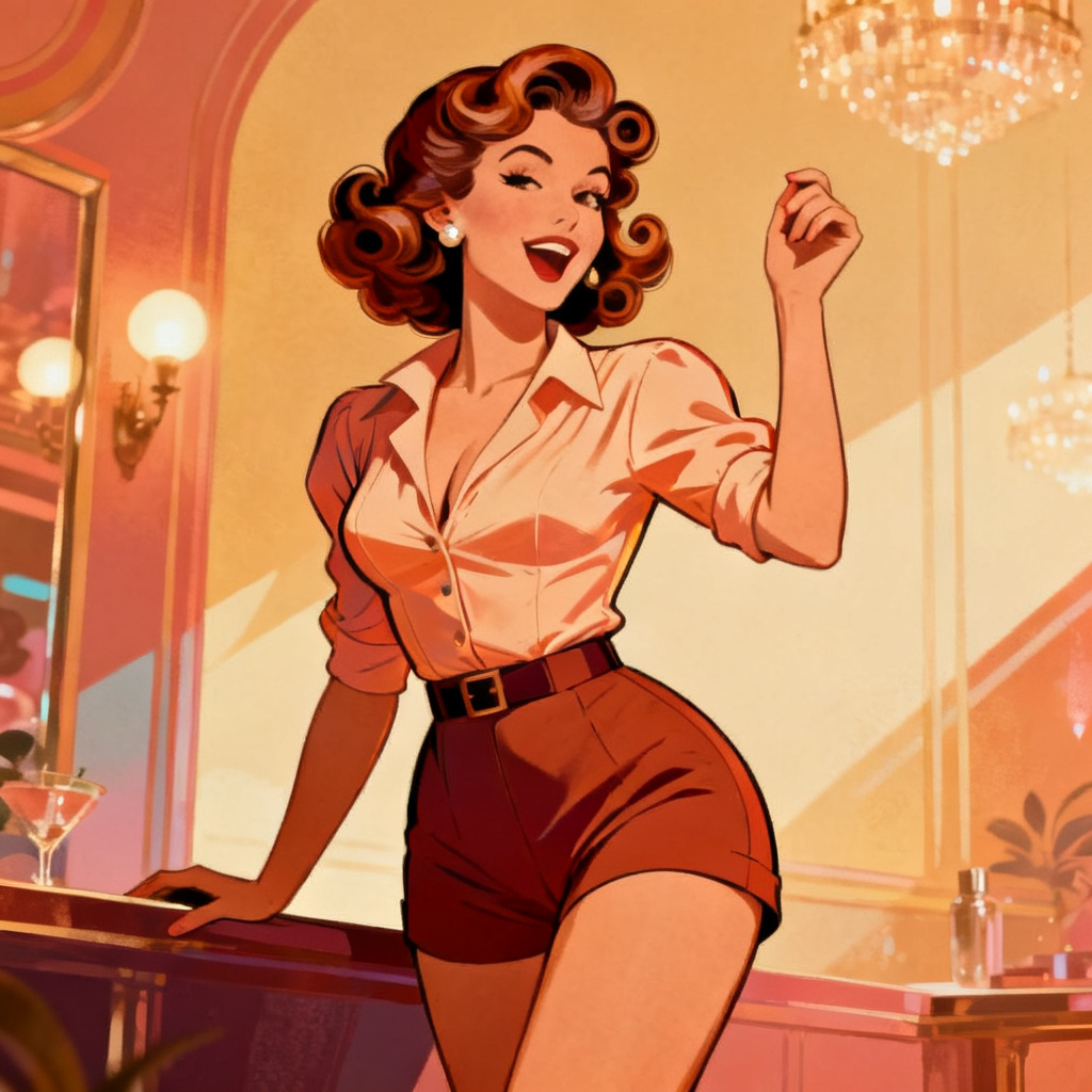 AI pin-up inspired adult art portrait