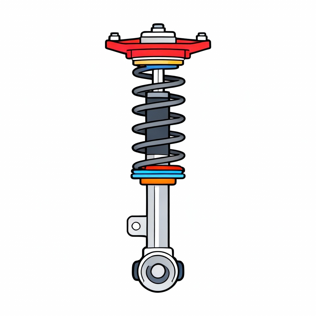 AI cross-section illustration of a suspension strut