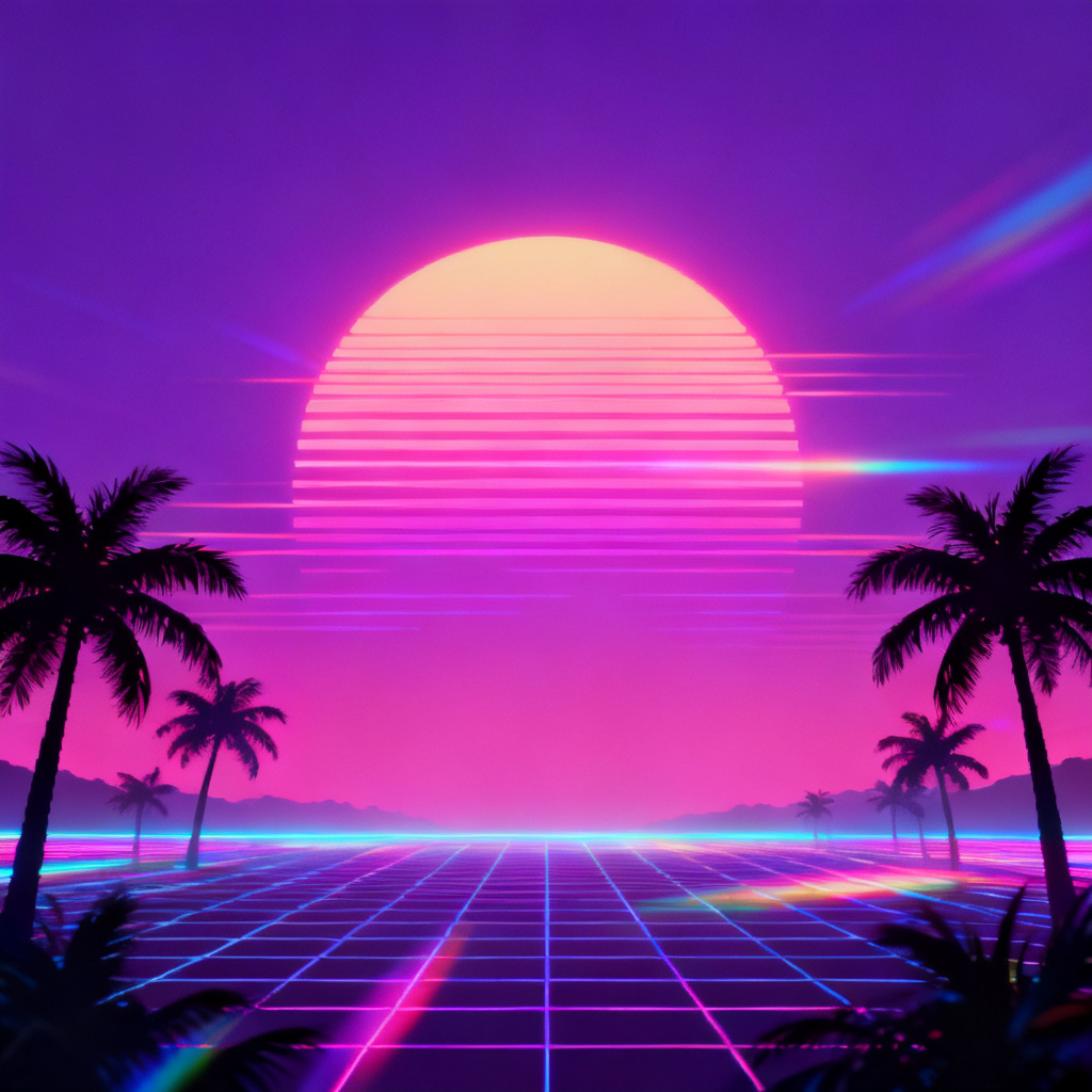 AI vaporwave sunset grid with 2016 vibes