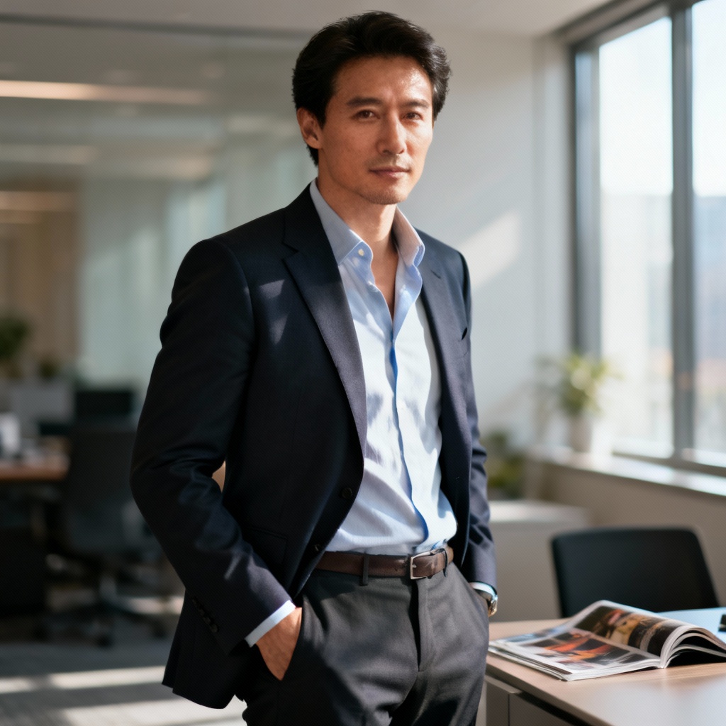 AI press kit environmental official portrait in modern office
