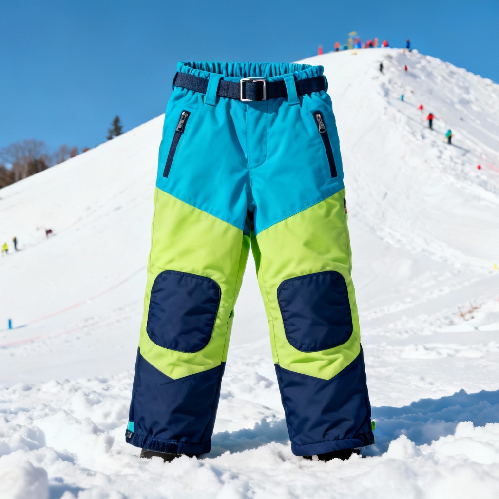 AI kids colorblock snow pants with reinforced knees