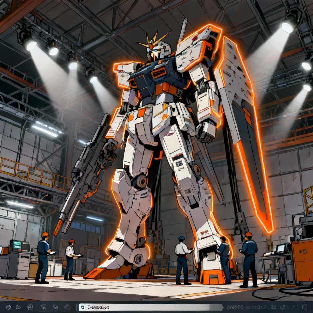AI Mecha Hangar Ultrawide Wallpaper