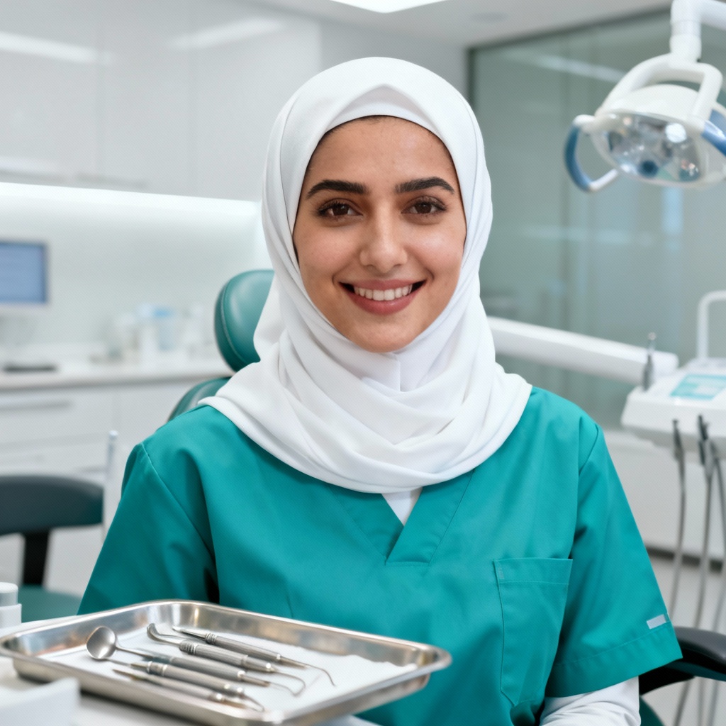 AI dental clinic doctor hijab photo
