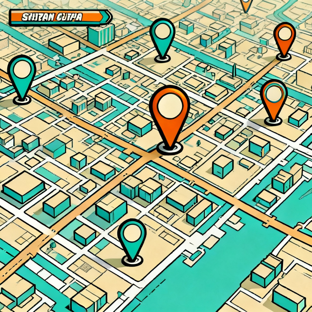 GTA map-inspired thumbnail with markers