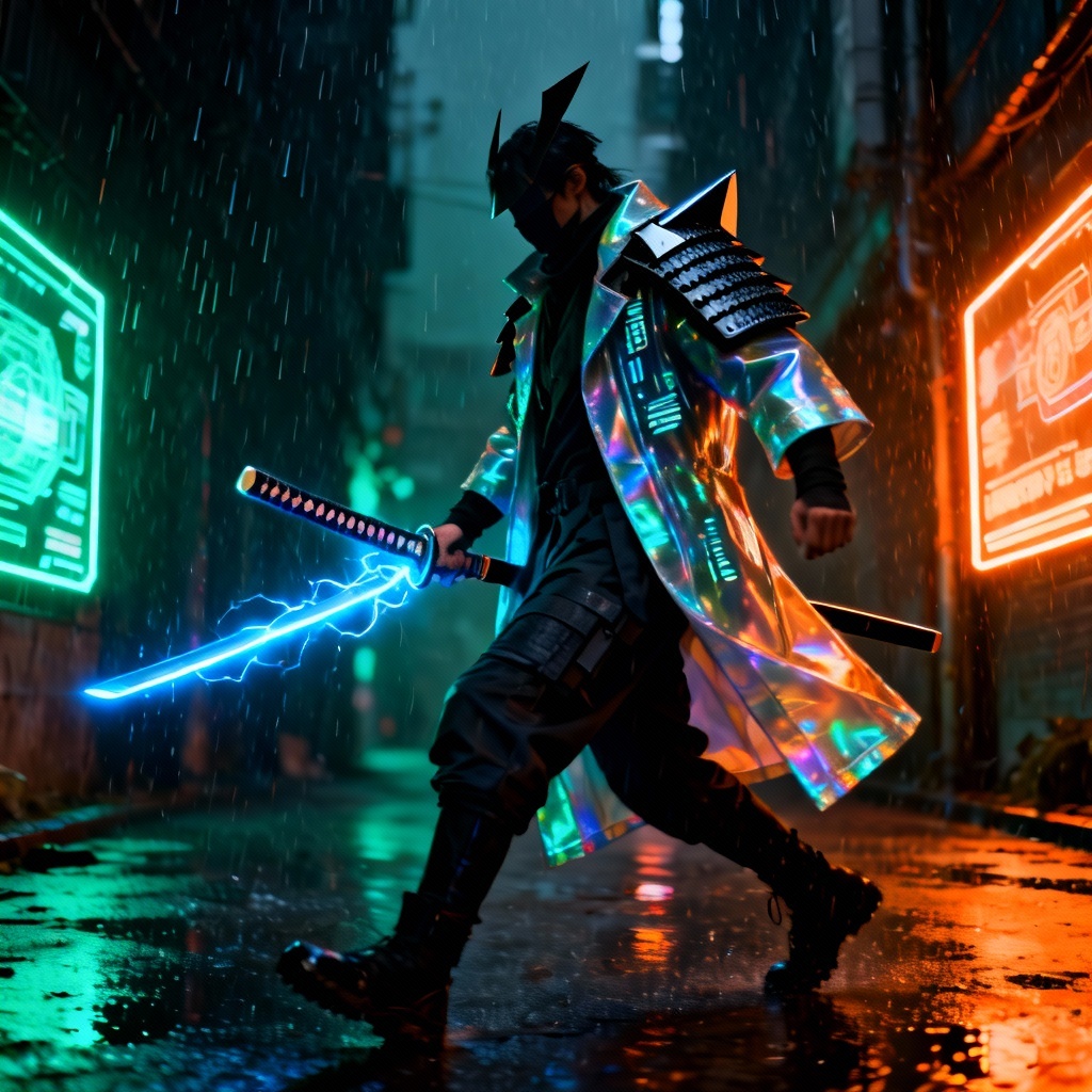 AI Holographic Street Samurai Outfit