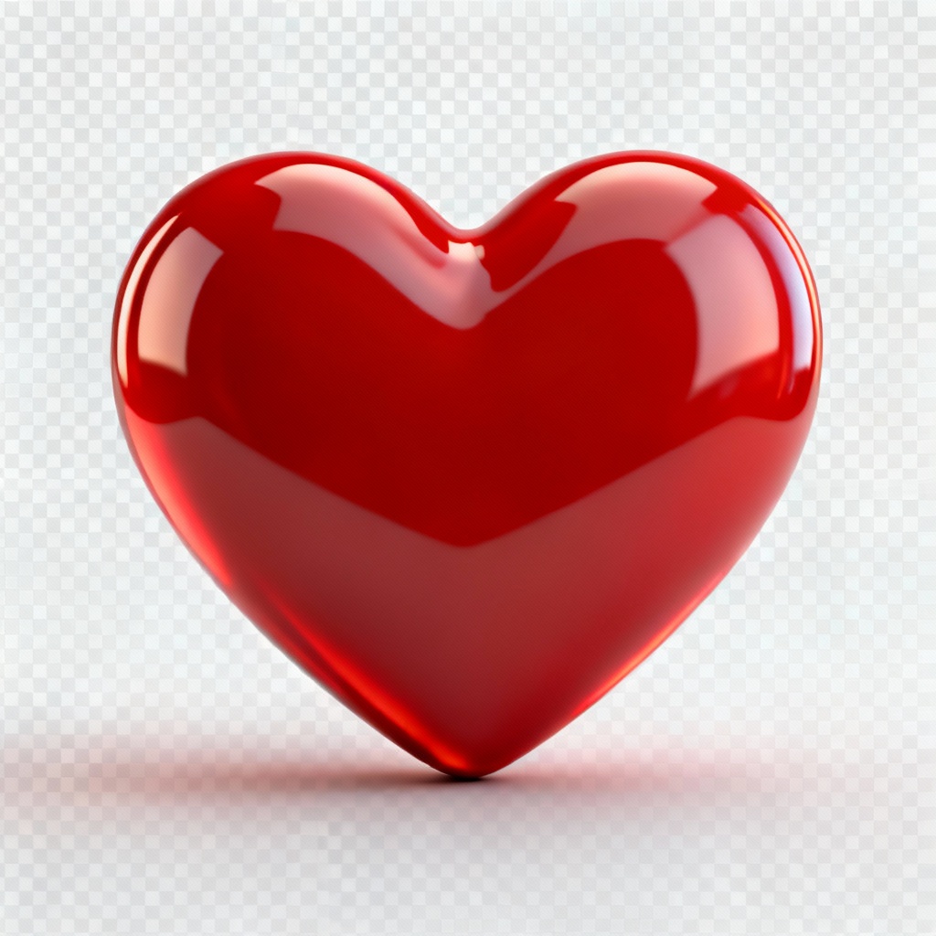 3D glossy red heart PNG with transparent background