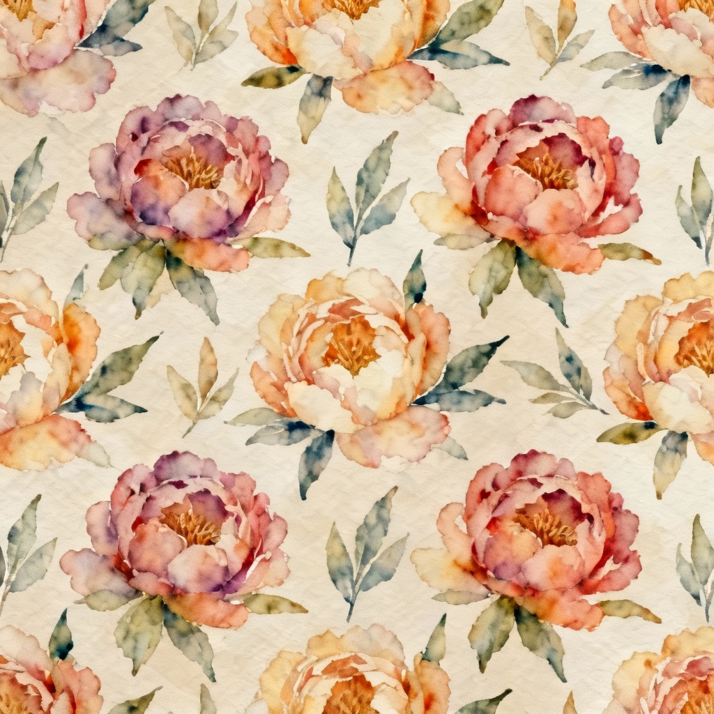 AI Watercolor Floral Seamless Pattern