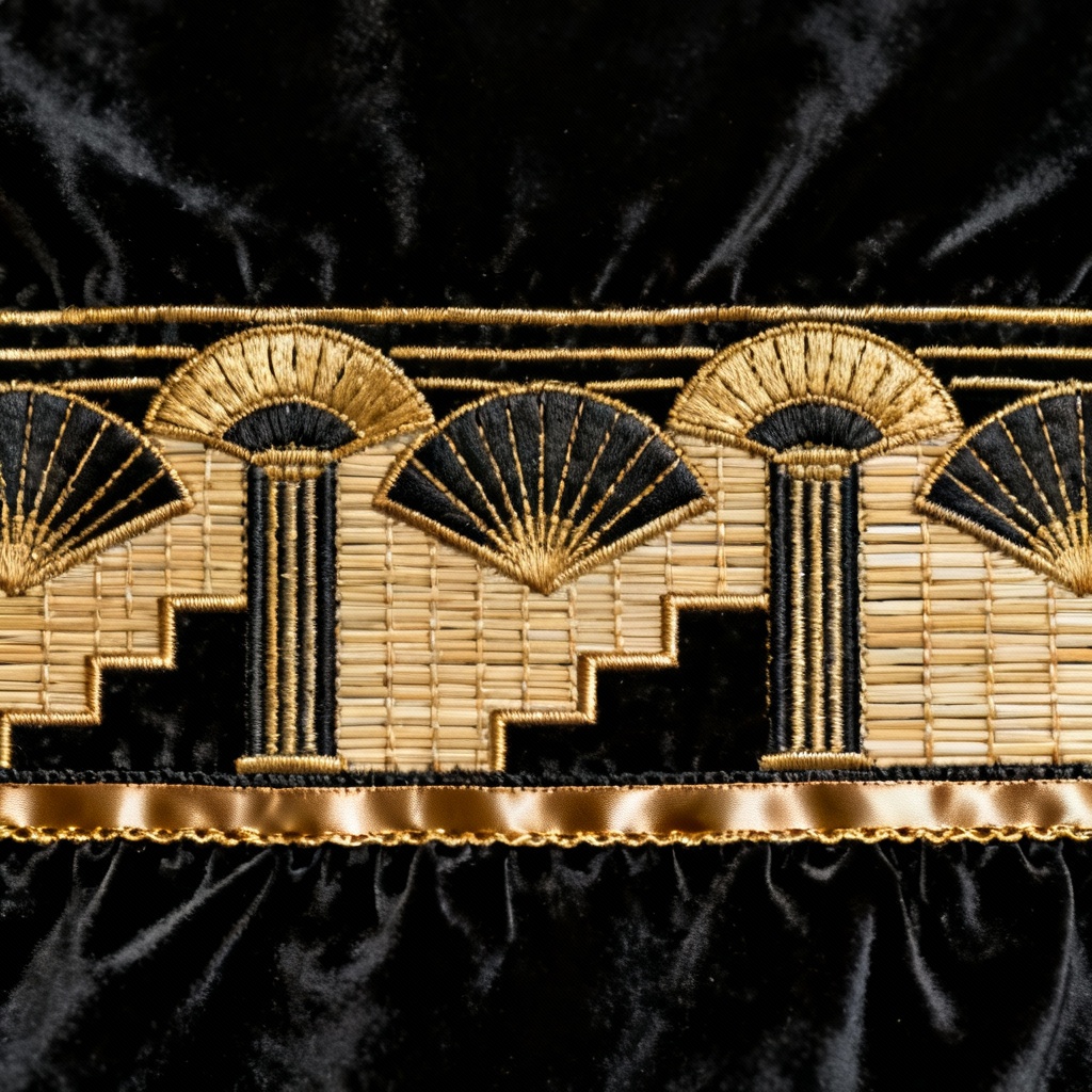 AI art deco border embroidery trim