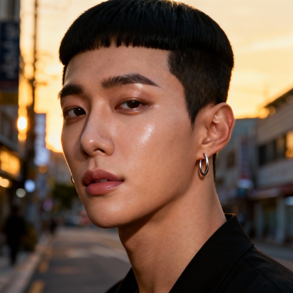 Photorealistic AI Korean male portrait with clean styling