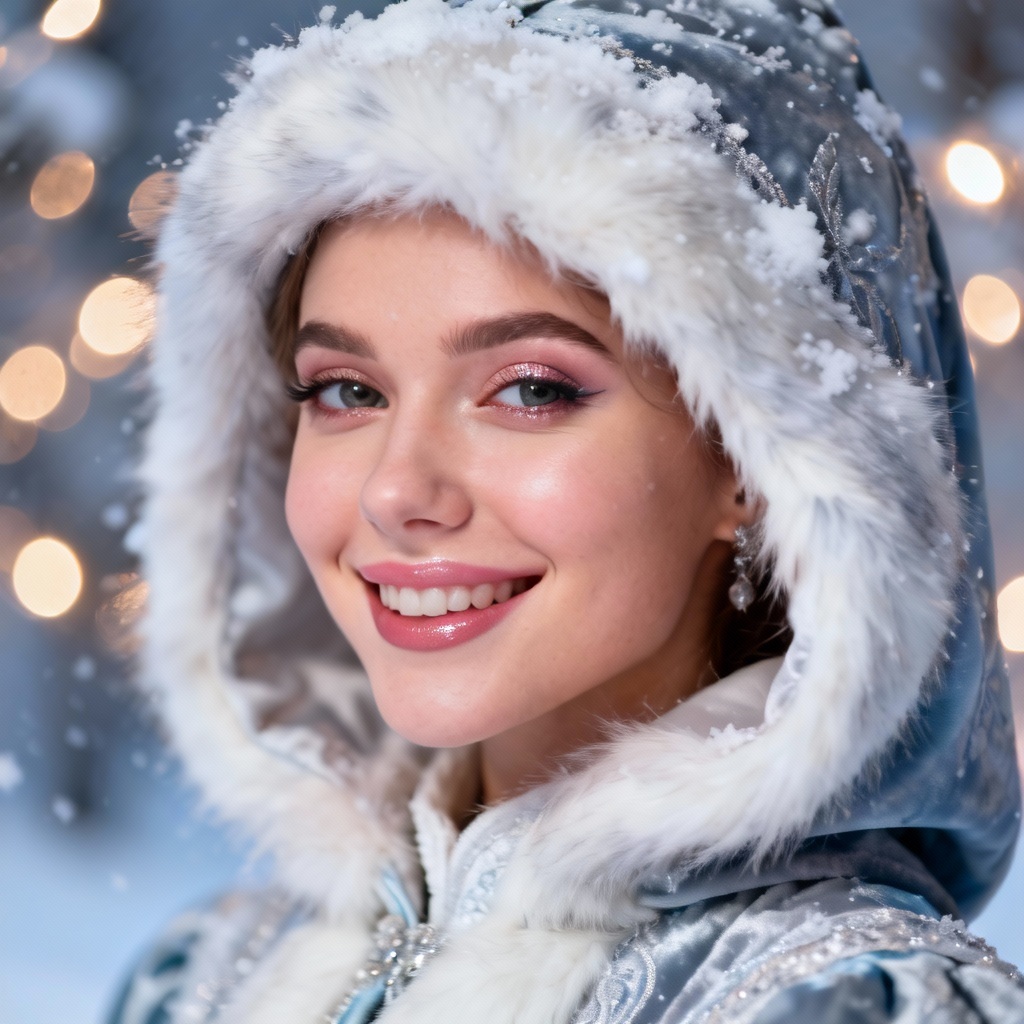 Classic festive Snegurochka portrait close-up