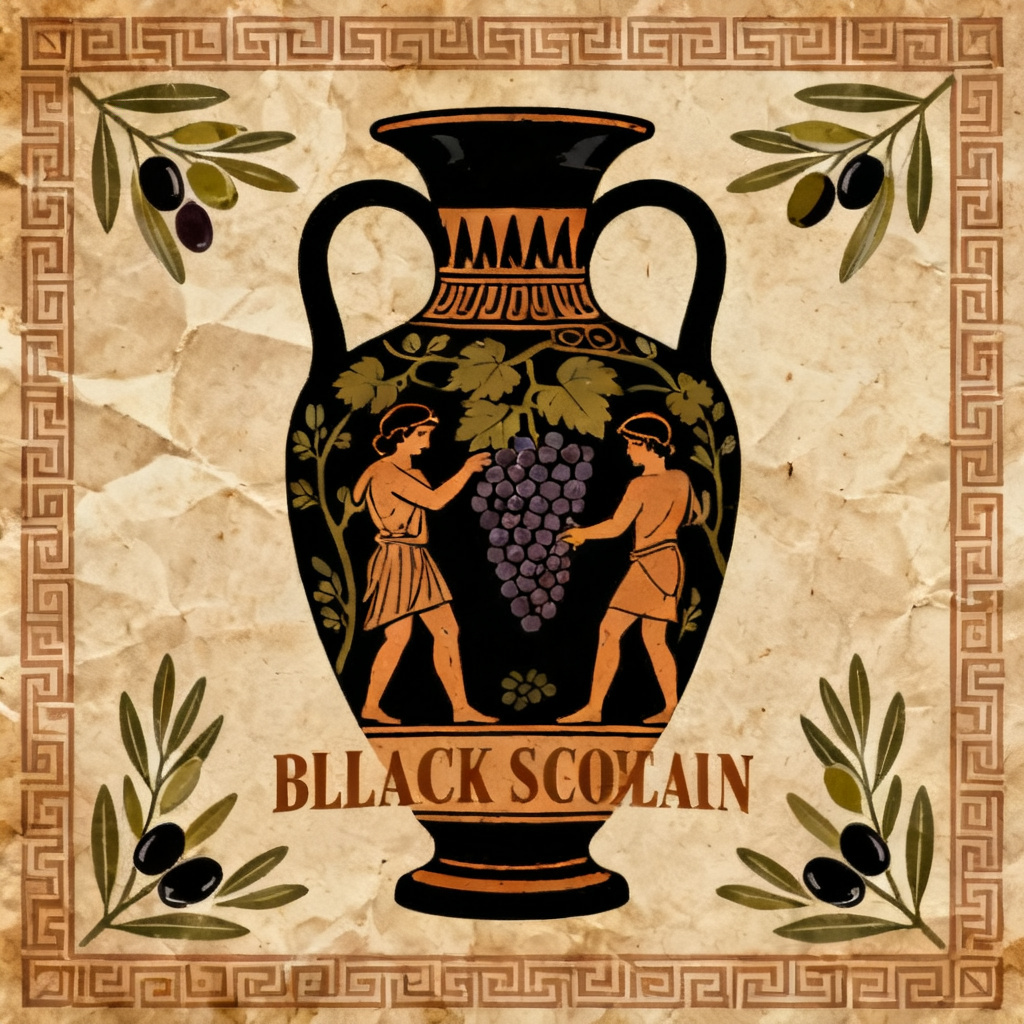 AI Greek krater harvest label
