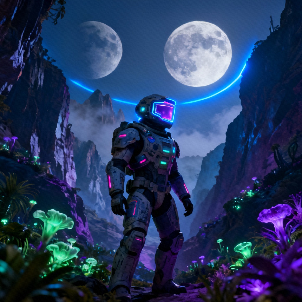 AI Sci-Fi Explorer on Alien World