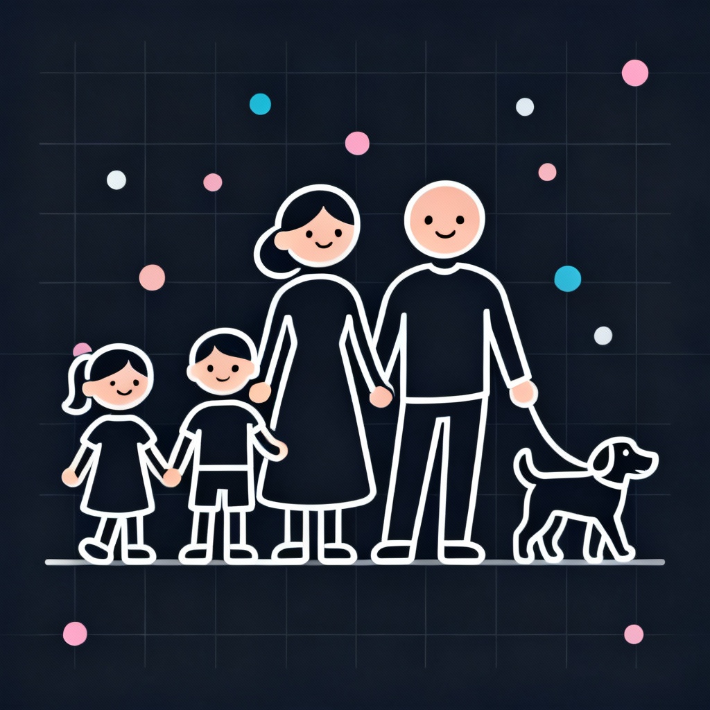 AI stick figure family icon set