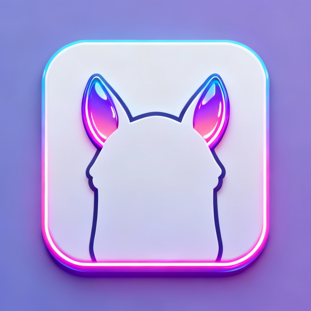 AI vaporwave icon featuring cute horse ears silhouette