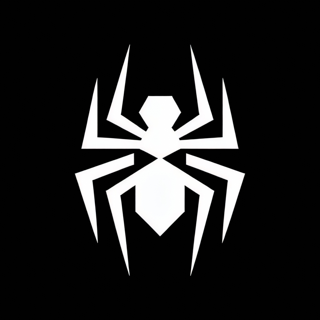 Stylized spider logo mark with geometric lines