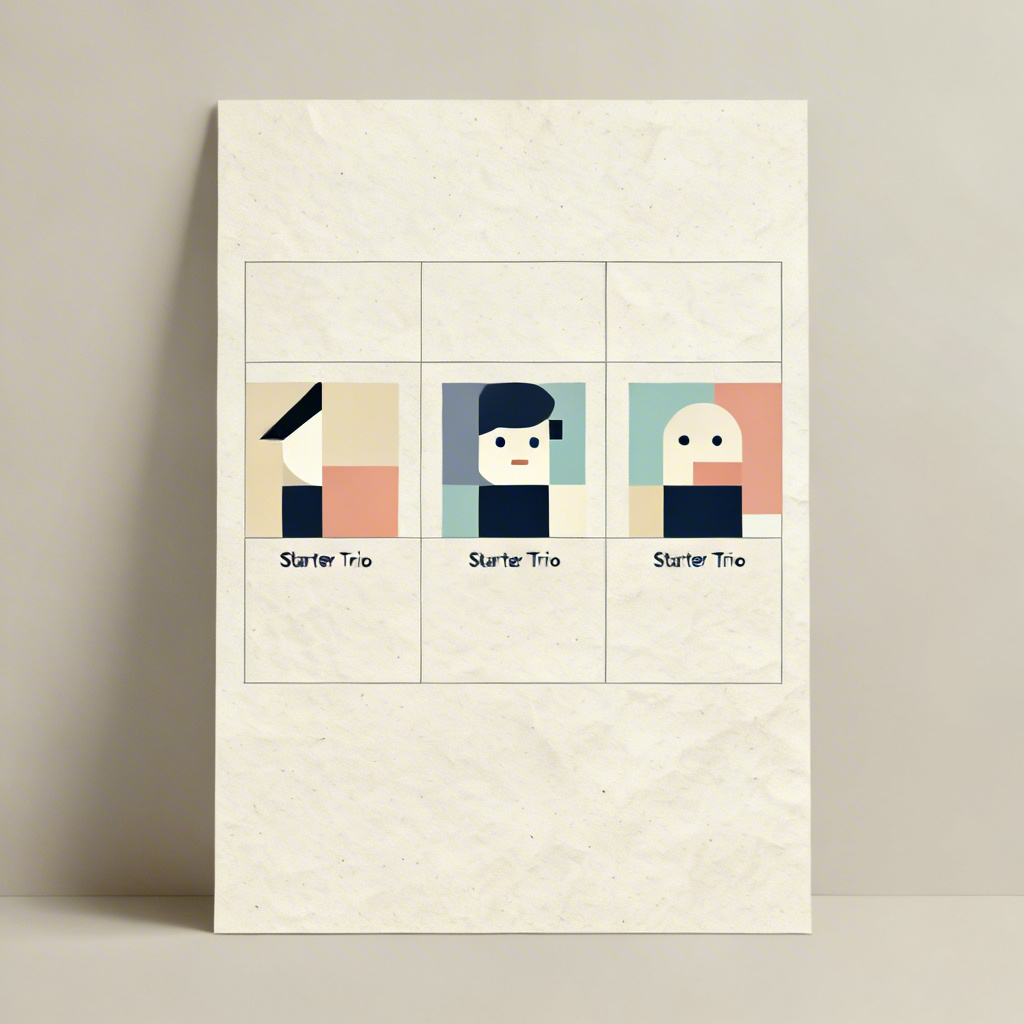 Minimalist starter trio pokemon poster with flat colors