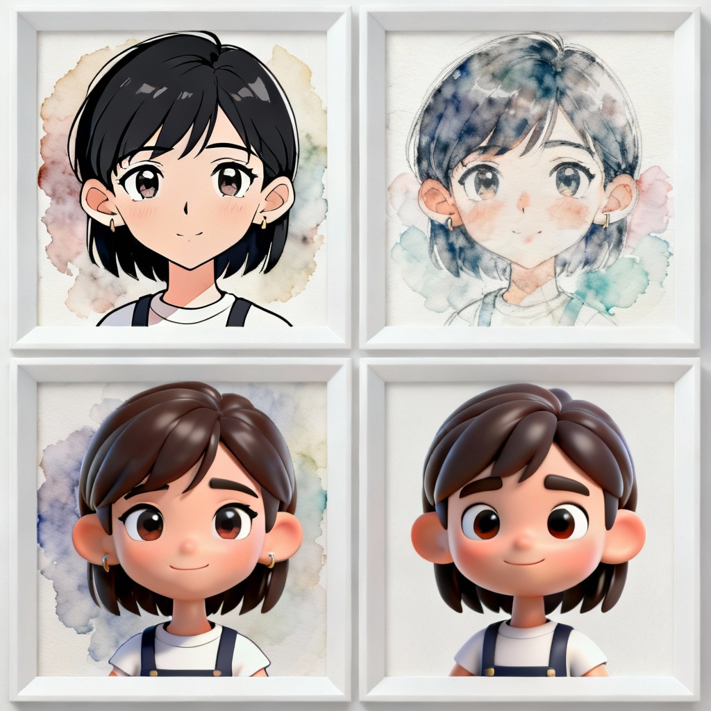 AI consistent character rendered across styles but with same identity