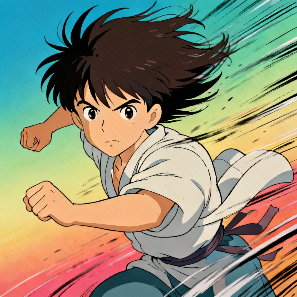 AI anime style Asian protagonist with dynamic pose
