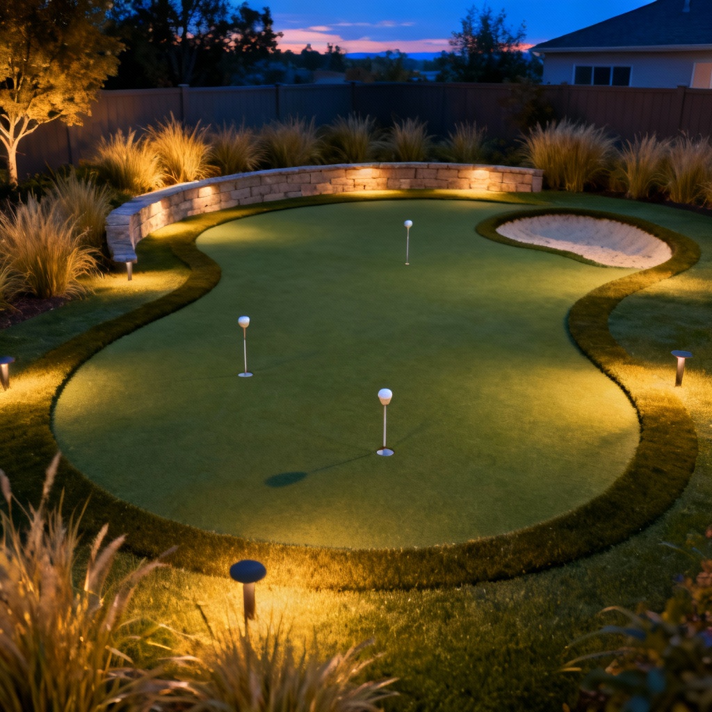 AI backyard putting green with fringe and bunker