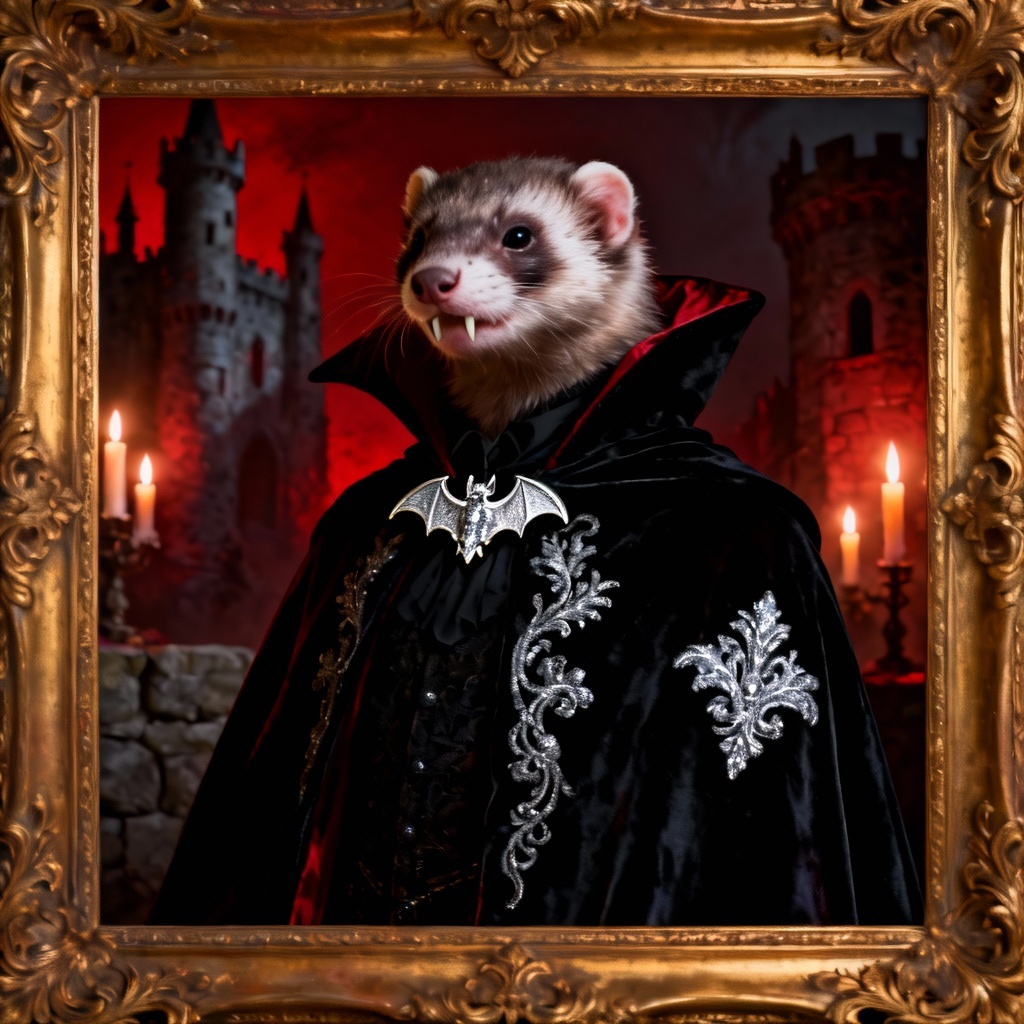 AI gothic vampire ferret cosplay
