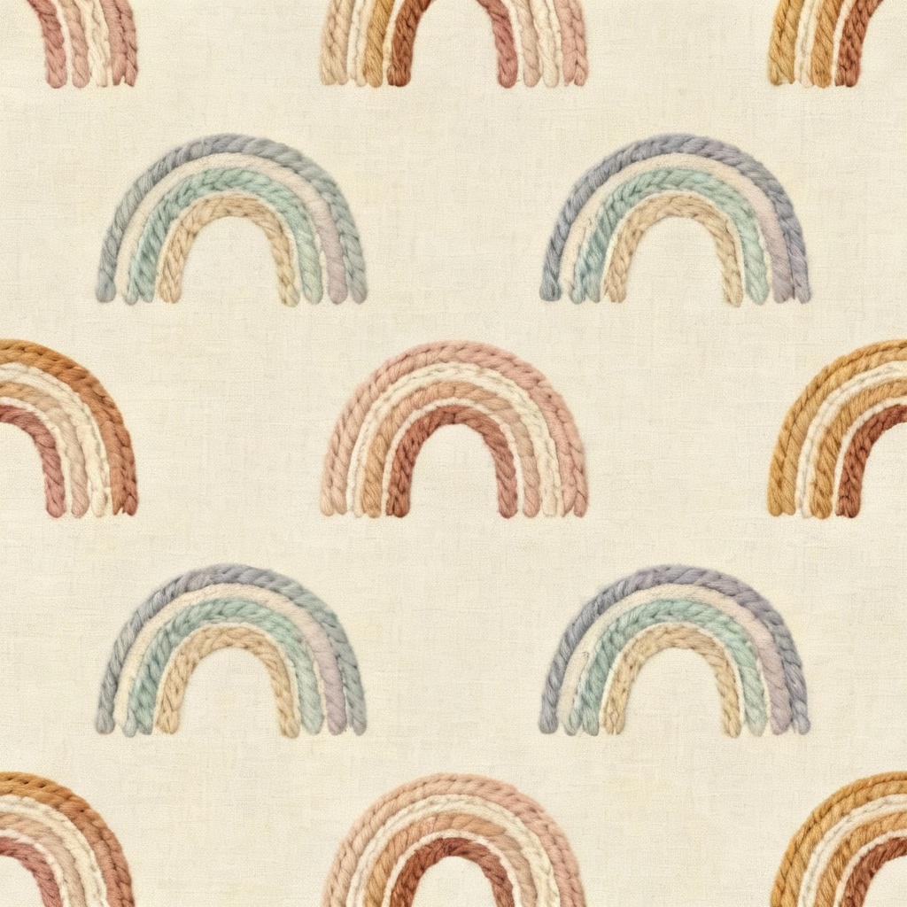 AI pastel boho rainbow arches fabric print