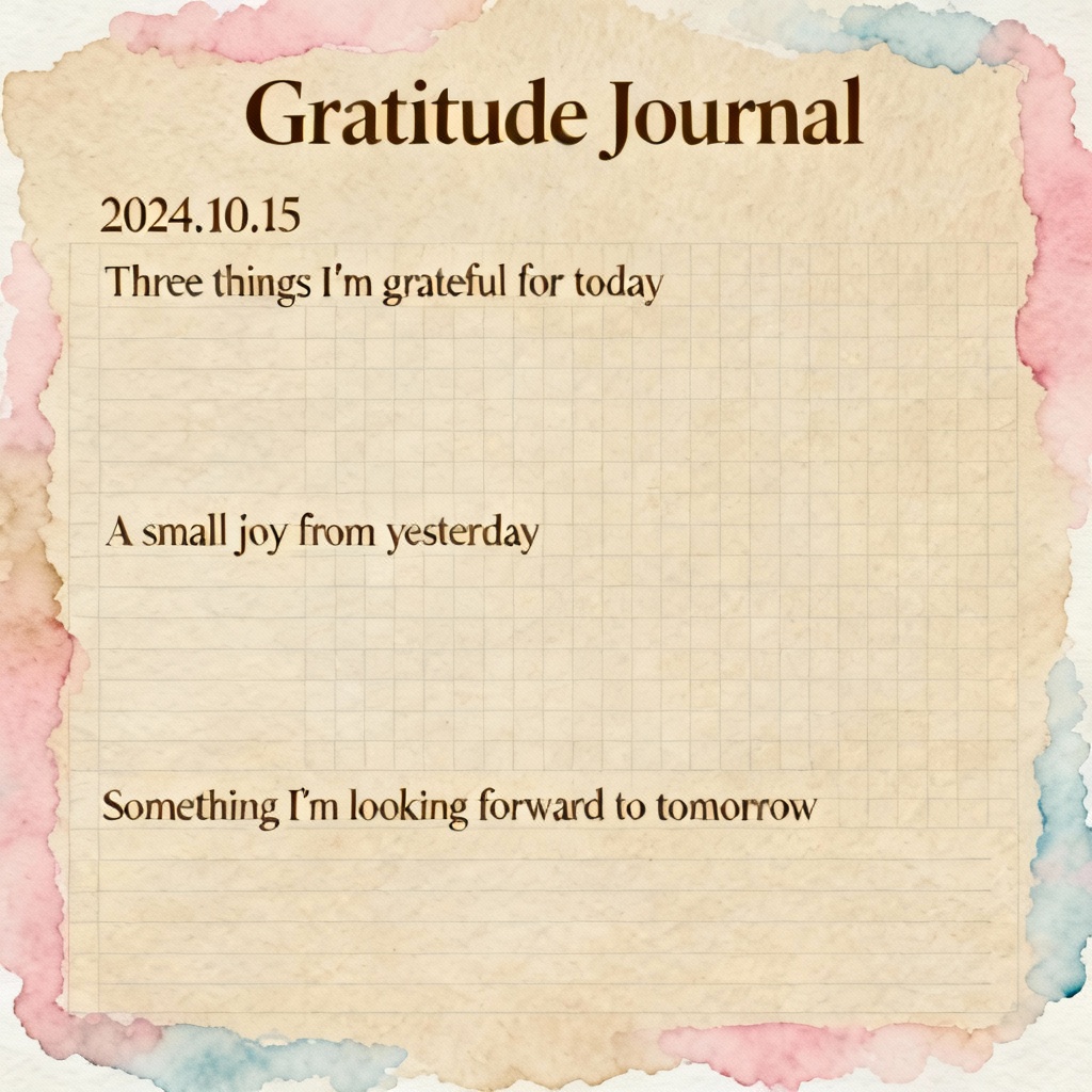 AI gratitude journal page with elegant prompts
