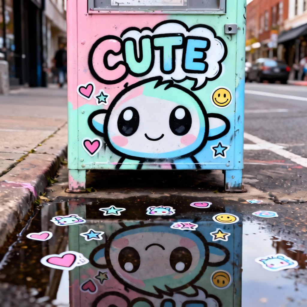 AI graffiti character throw up with cartoon style