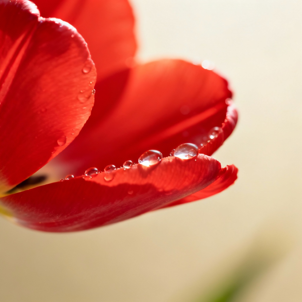 Macro tulip close-up with morning dew