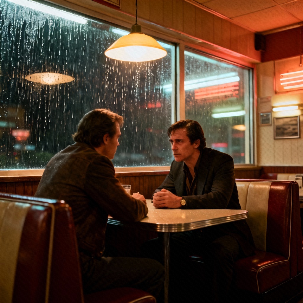 AI 1970s Crime Diner Scene