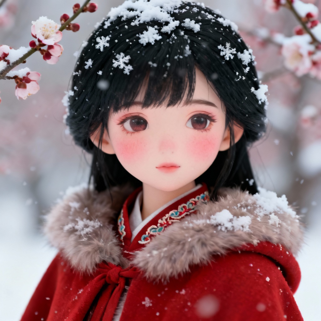 AI Zhen Huan snowy plum garden portrait