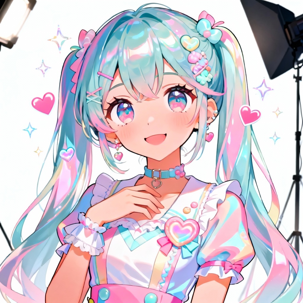 AI vtuber pastel idol character with kawaii styling