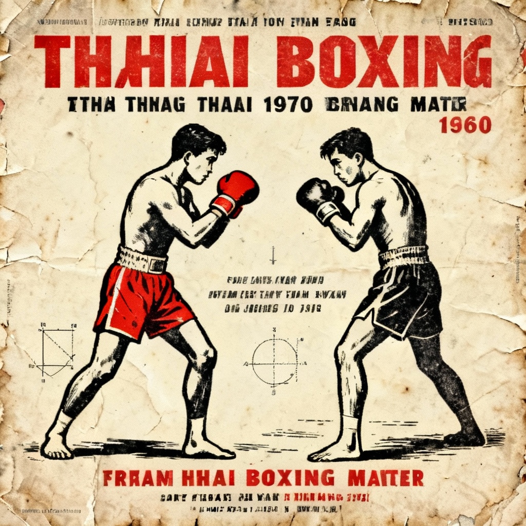 AI vintage Thai boxing ticket-style poster design