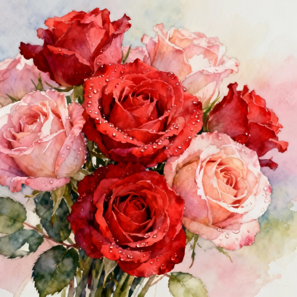 AI Rose Bouquet Illustration